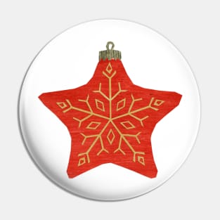 Bauble - Trad red star snowflake Pin