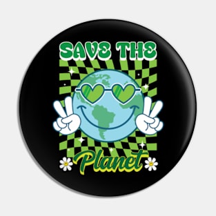 Save the Planet Hippie Smile Face Teacher's Earth Day Pin