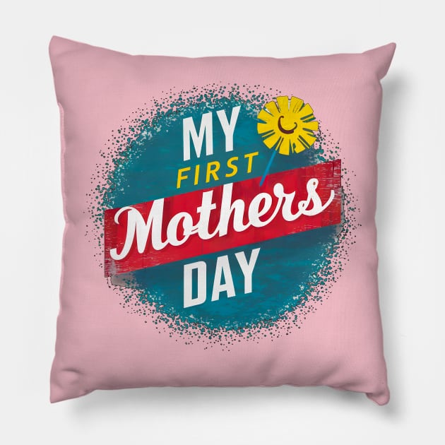 My first mothers day vintage fun print shirt 2 Pillow by Inkspire Apparel designs