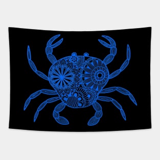 Mandala Crab (blue and black inverted) Tapestry