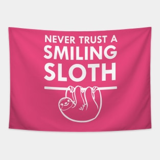 Never Trust A Smiling Sloth Cute Animal Tapestry