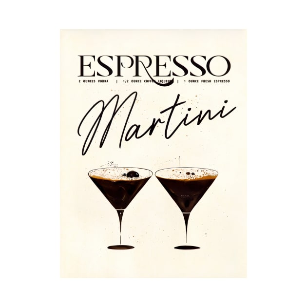 Espresso Martini Retro Poster Two Please Bar Prints, Vintage Drinks, Recipe, Wall Art by BetterManufaktur