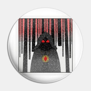 Cloaked Figure in a Dark Winter Forest Pin