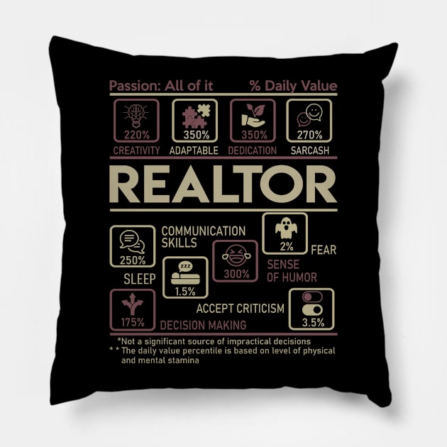 Realtor T Shirt - Multitasking Daily Value Gift Item Tee Pillow by candicekeely6155