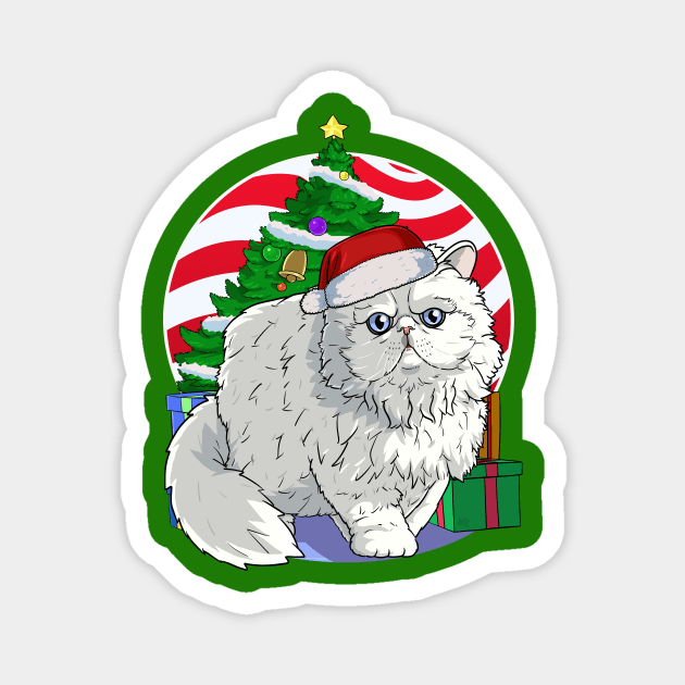 Persian Cat Santa Christmas Gift Magnet by Noseking