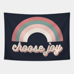 choose joy aesthetic rainbow retro trendy text Tapestry