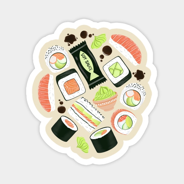 Scrumptious Sushi Magnet by tangerinetane