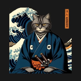 Vaporwave Cat Samurai T-Shirt