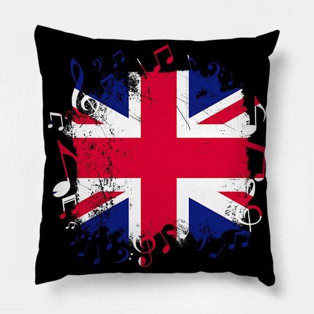 Great Britain Music Flag Pillow by Teeladen