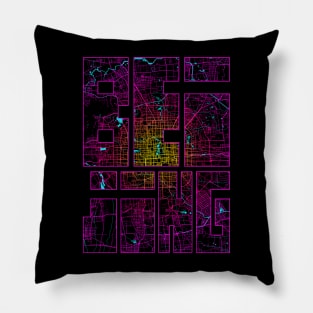 Beijing, China City Map Typography - Neon Pillow