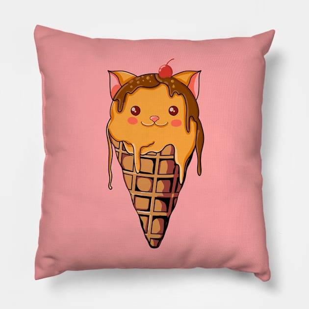 cat ice cream Pillow by Kuchisabishii