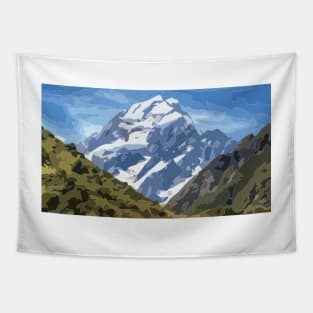 Mt Cook Summit Digital Painting Tapestry