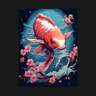 Japanese Koi Carp Nishikigoi Fish Cherry Blossom T-Shirt