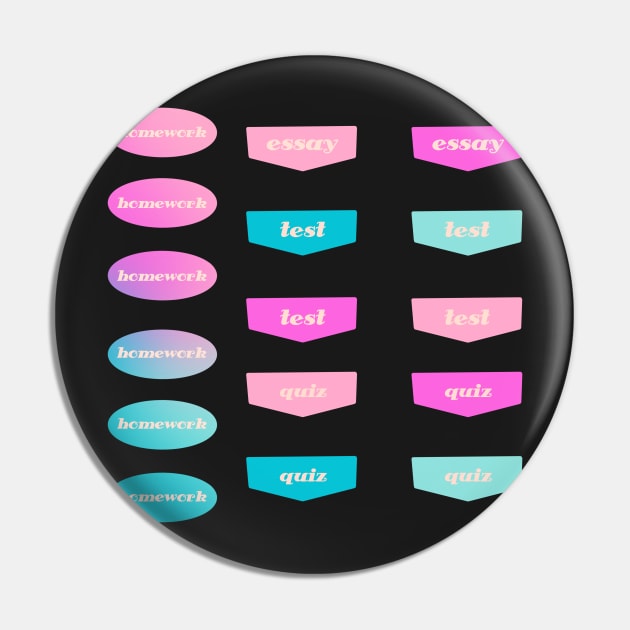 Back to School Teal and Fuchsia Gradient Planner Assignment Labels Pin by JuneNostalgia