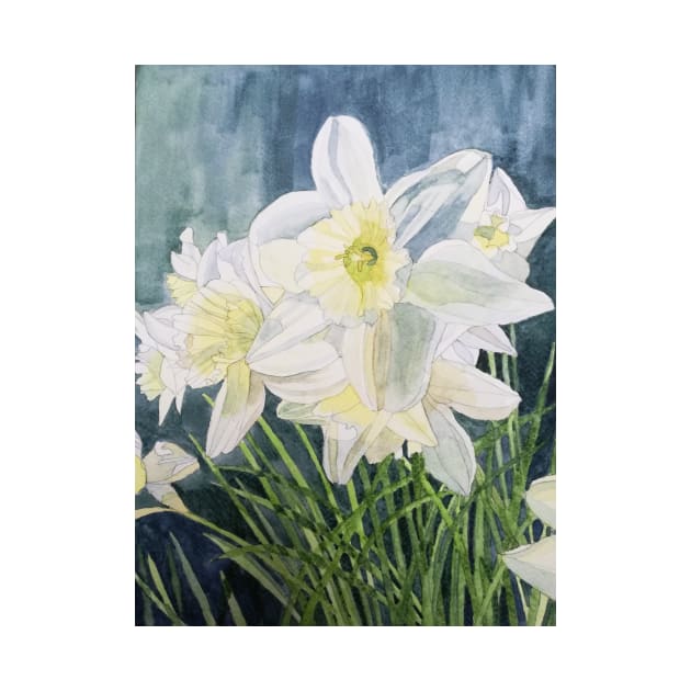 Pale Daffodils watercolour painting by esvb