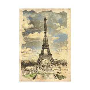 Eiffel Tower, Paris - Vintage Style Artwork T-Shirt