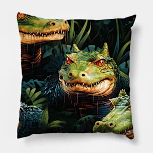 Aligators Seamless Pattern Pillow