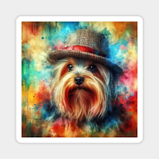 Cute Yorkshire Terrier Splash Art Magnet