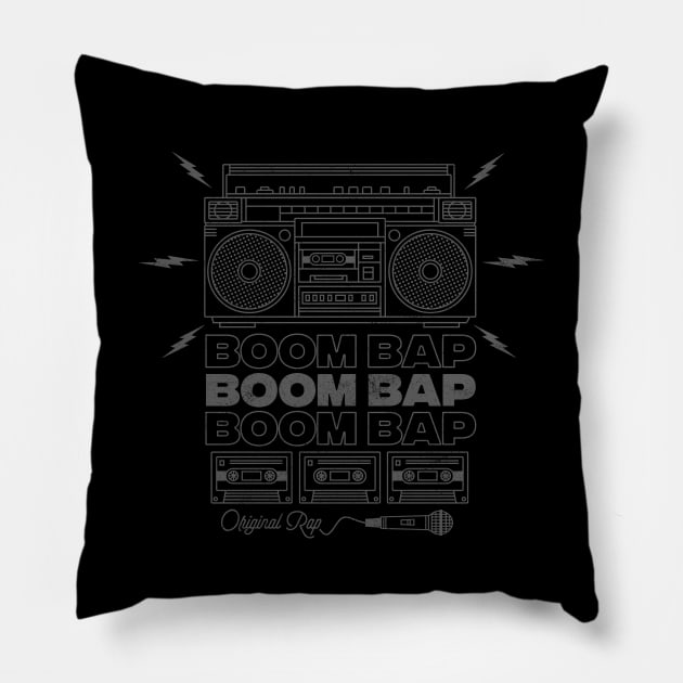 Boom Box Grey Pillow by analogdreamz