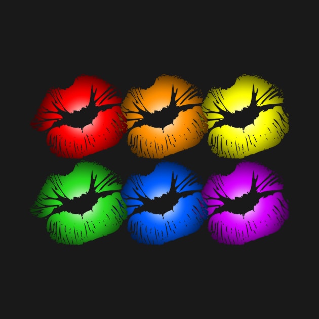 Rainbow Kissing Lips by wheedesign