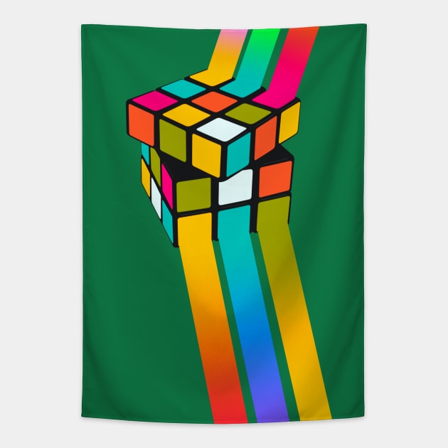 Colorful Rubiks Cube Art Tapestry by AlondraHanley