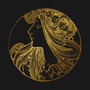 Art nouveau gold silhouette lady 2 T-Shirt