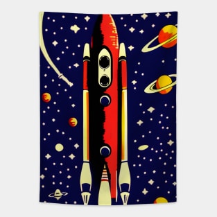 Retro Spaceship Tapestry