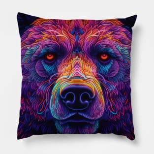 Neon Floral Bear Pillow