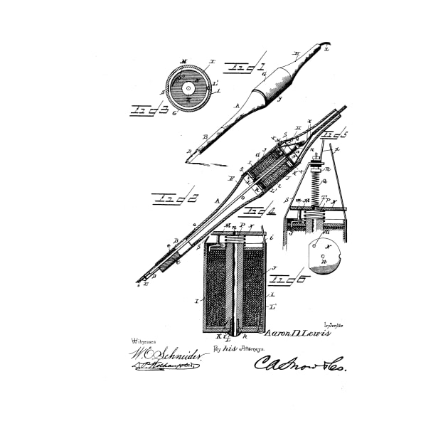 Electric Perforating Pen Vintage Patent Hand Drawing by TheYoungDesigns