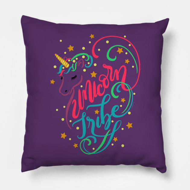 Unicorn Tribe Unicorn Friends Magical Girls Club Pillow by DoubleBrush