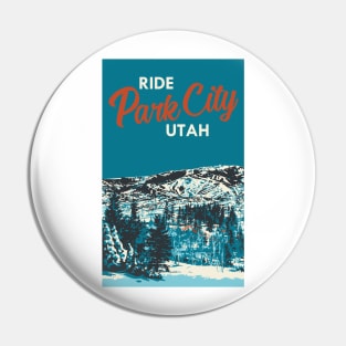 Park City Utah Vintage Snowboarding Poster Pin