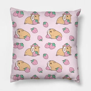 Pink Guinea Pig and Strawberry Pattern Pillow