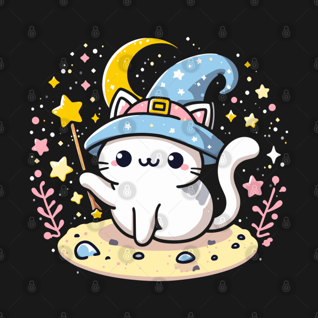 Cute kawaii magic cat by Evgmerk