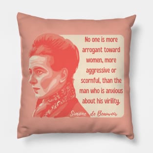 Simone de Beauvoir Portrait and Quote Pillow