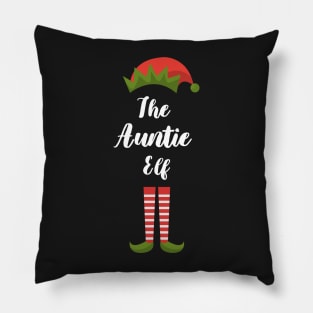 Matching Family Christmas Group Elf Gift - The Auntie Elf - Funny Pajama Christmas Holiday Pillow