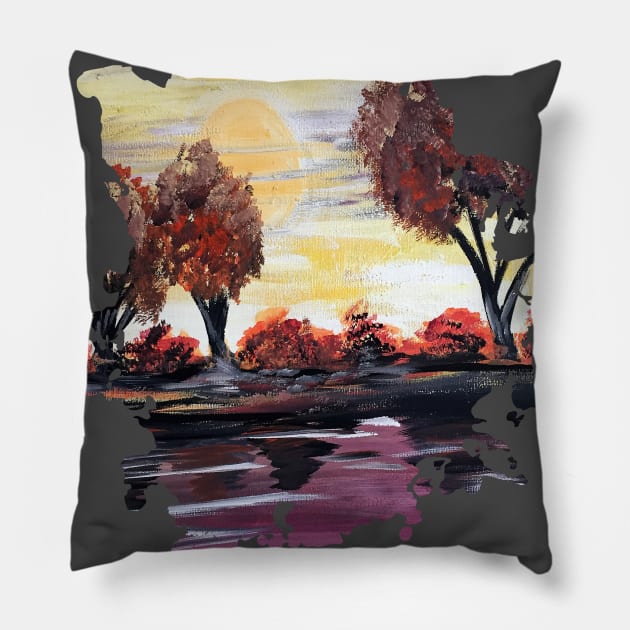 Autumn Sundown Pillow by adamzworld