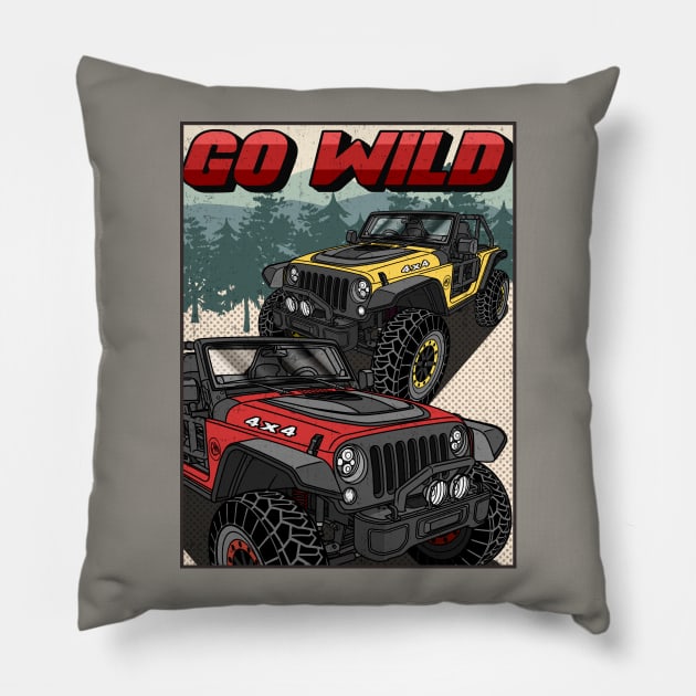 4x4 Off-Road Trailcat Pillow by Guyvit