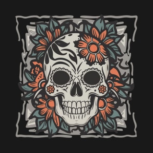 Floral skull retro tattoo T-Shirt