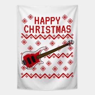 Bass Guitar Ugly Christmas Bassist Musician Tapestry