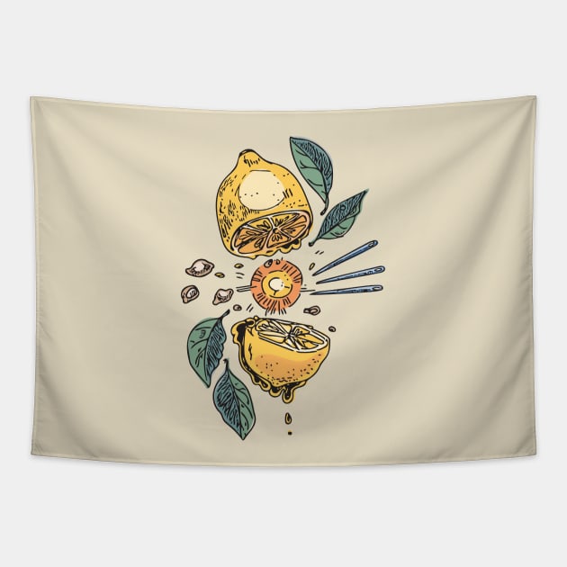 Lemon Dribble Tapestry by latewerks