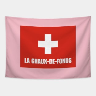 La Chaux-de-Fonds City in Swiss Flag Tapestry