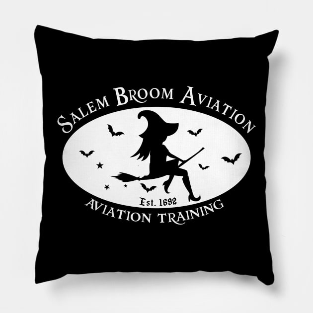 Salem Broom Aviation - Witch Broom Flying Lessons Pillow by CMDesign