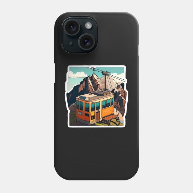 Cable Car in the Mountains Sticker Phone Case by Walford-Designs