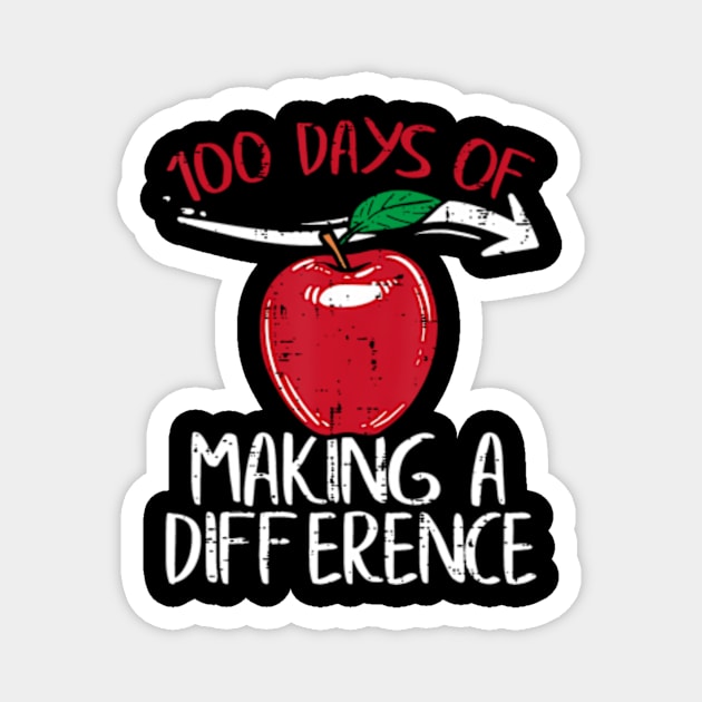 Days Of Difference Apple 100th Day School Teacher Magnet by Daysy1