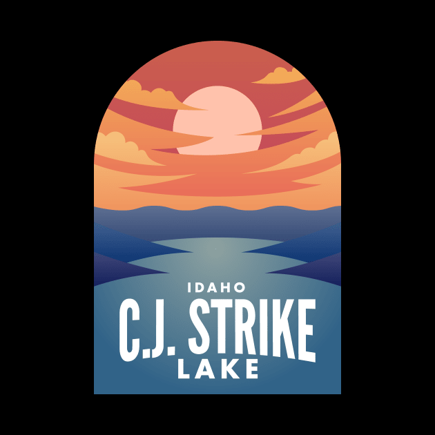 C.J. Strike Lake Lake ID Retro Sunset by HalpinDesign