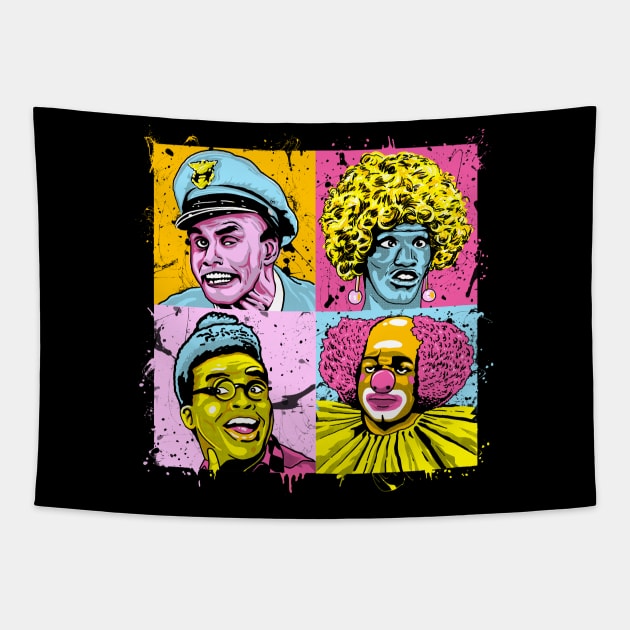 Colorful Characters Tapestry by wolfkrusemark