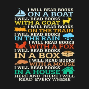 I Will Read Books On A Boat & Everywhere Reading Kids T-Shirt