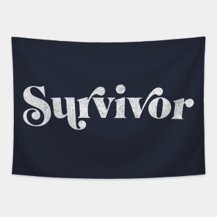 Survivor /// Retro Typography Faded Design Tapestry