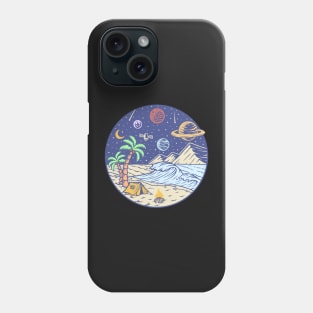 Camping under the moon and Planets - hand drawn Phone Case