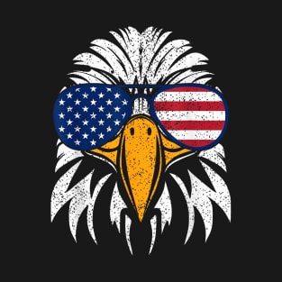 4Th Of July Bald Eagle Patriotic American Flag Glasses T-Shirt